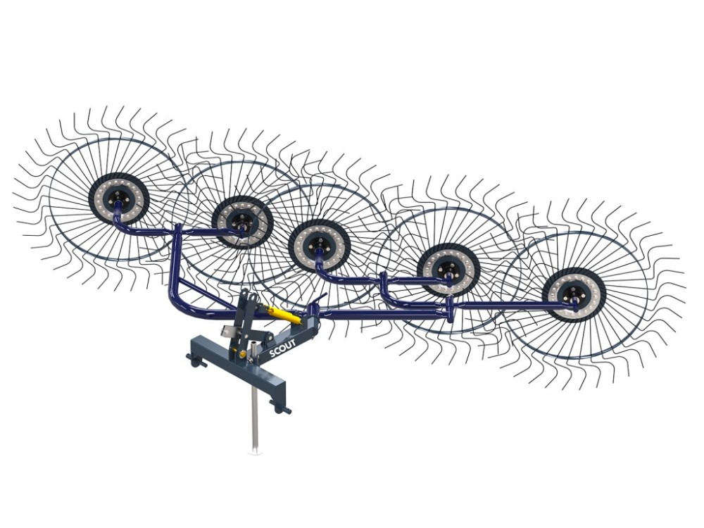 Грабли ворошилки СКАУТ PL-5600 для трактора, пять колес сгребания