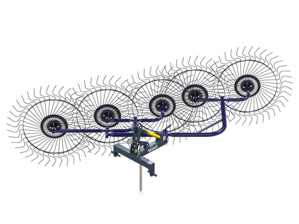 Грабли ворошилки СКАУТ PL-5600 для трактора, пять колес сгребания