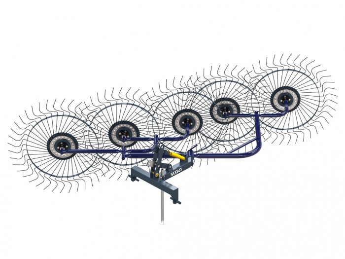 Грабли ворошилки СКАУТ PL-5600 для трактора, пять колес сгребания