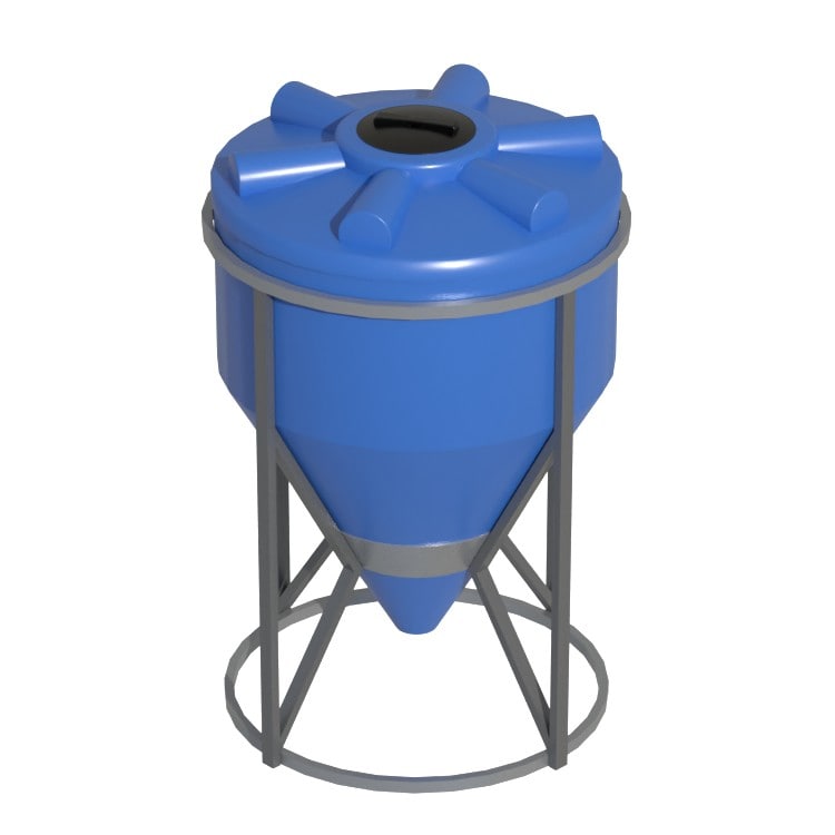 Емкость конусная 60 градусов голубая, крышка 350 мм