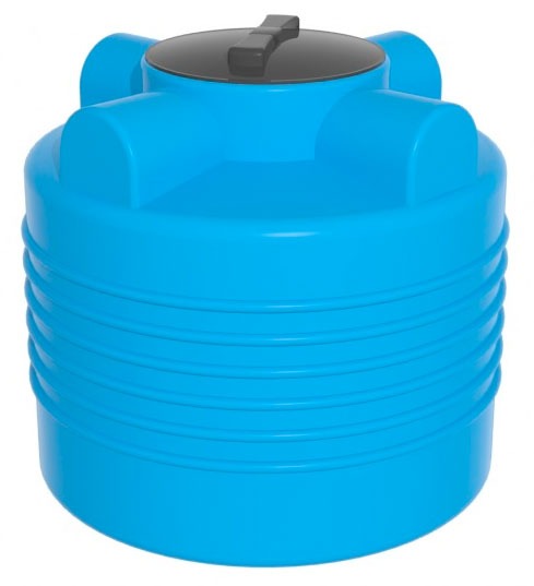 Ёмкость ЭВЛ 200 л. голубая с отводом, крышка 350 мм