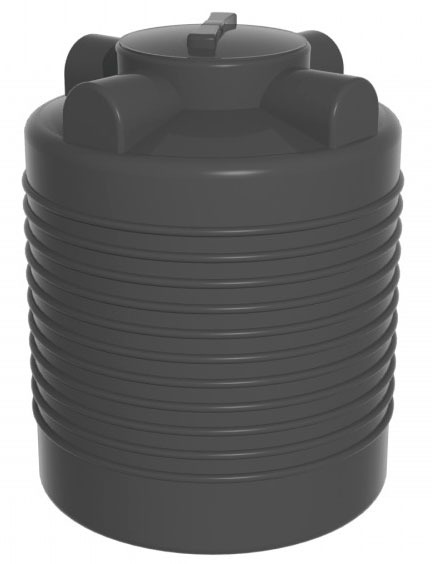Ёмкость ЭВЛ 300 л. чёрная с отводом, крышка 450 мм